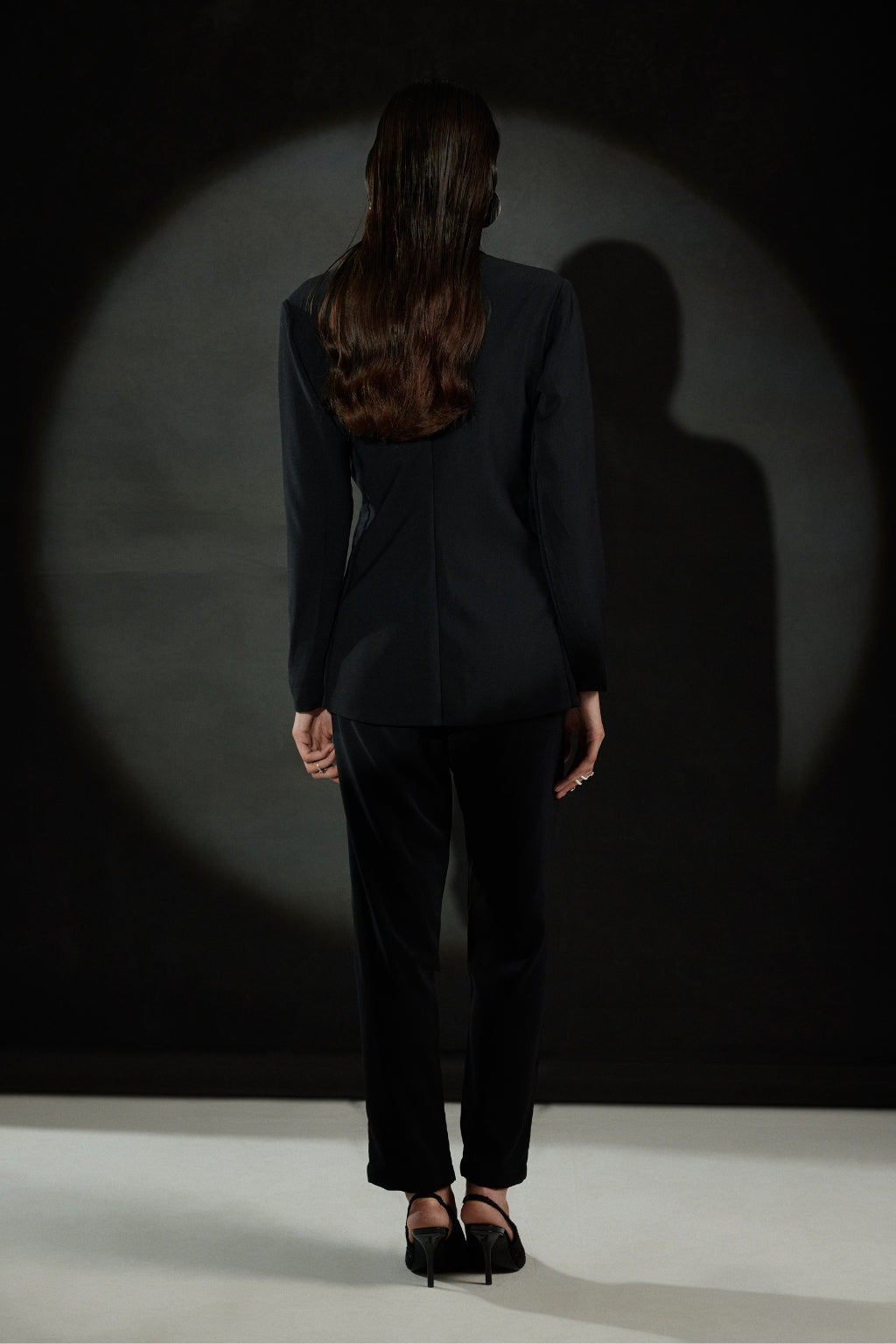 Echo Black Cowl Blazer + Pant Set