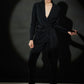 Echo Black Cowl Blazer + Pant Set