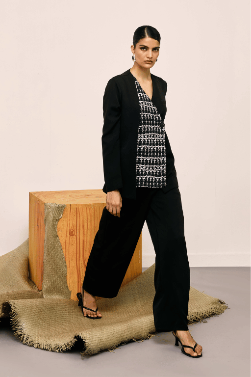 Echo Black Weave Blazer Set
