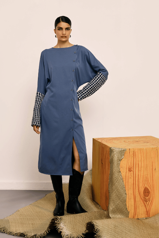 Echo Blue Slate Weave Dress