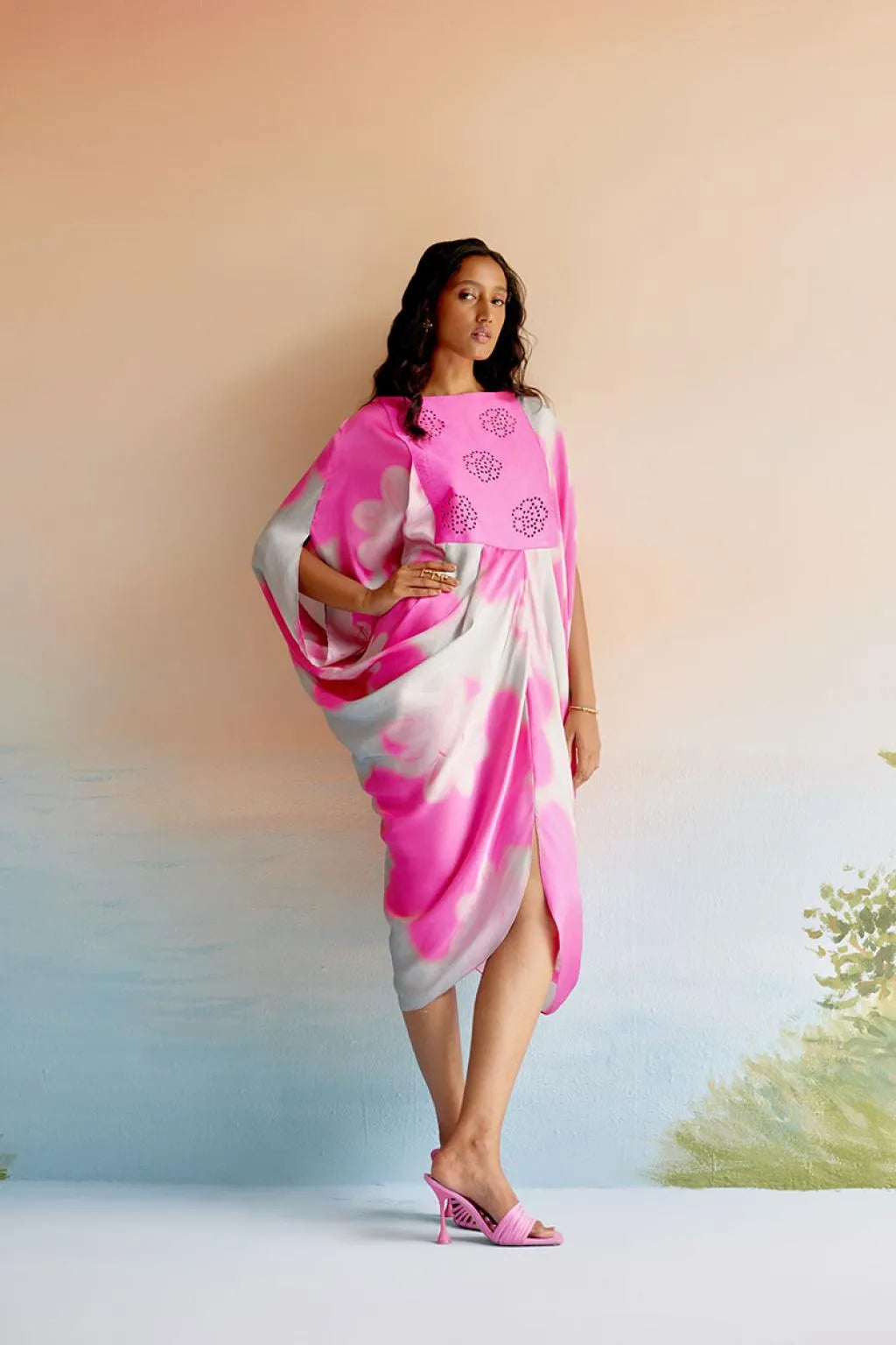 Echo Garden Pink Silk Dress