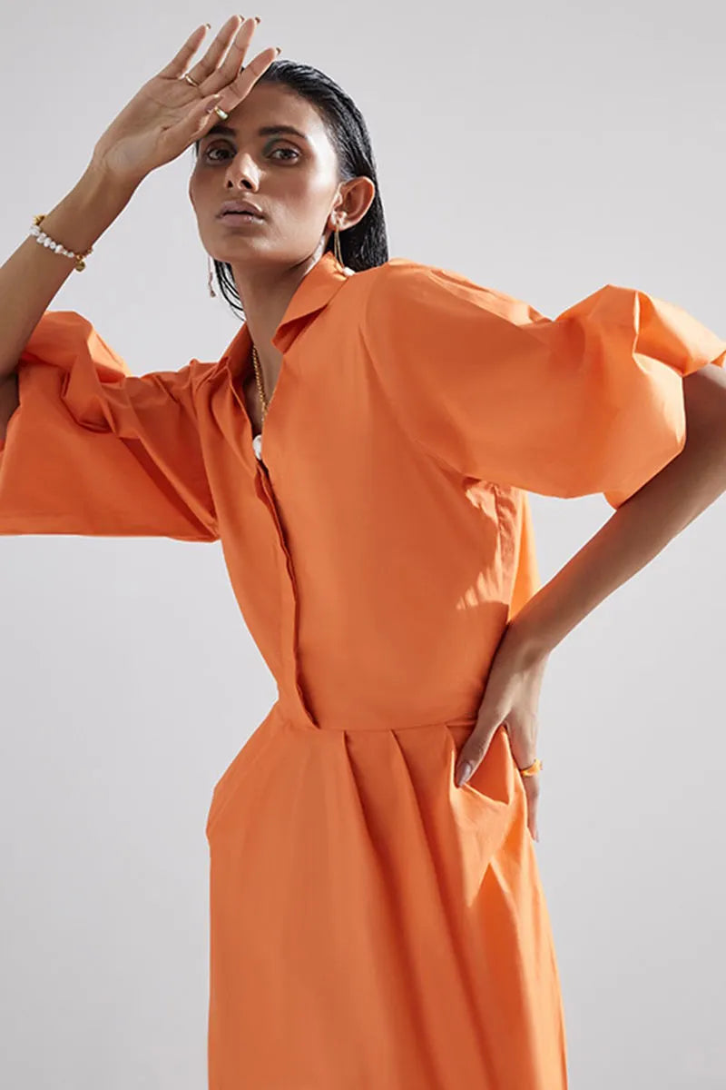 Echo Orange Tulip Dress