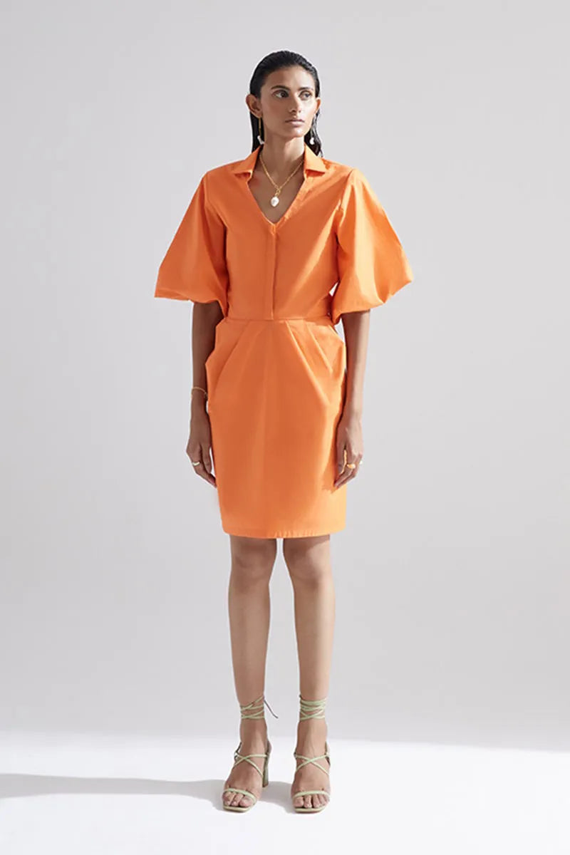Echo Orange Tulip Dress