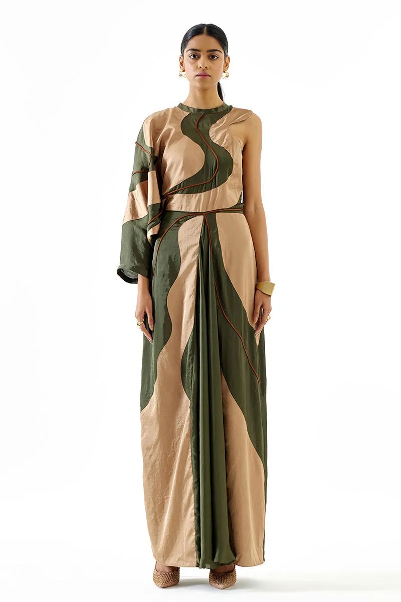 Echo River Green Gold Dress