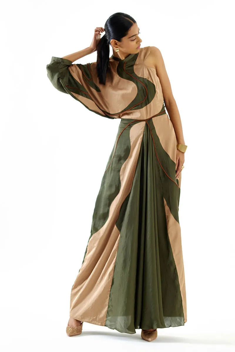 Echo River Green Gold Dress