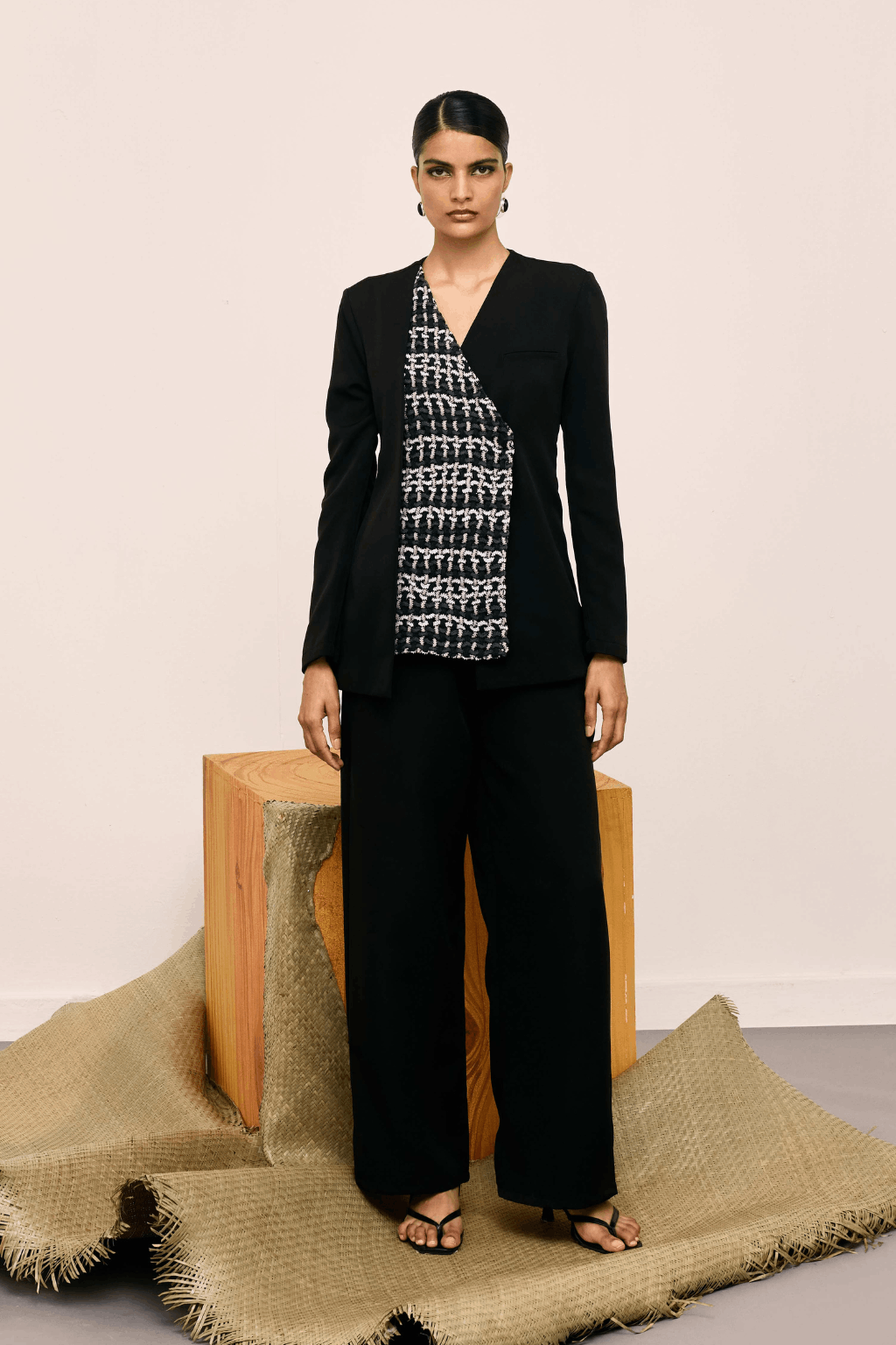 Echo Black Weave Blazer Set