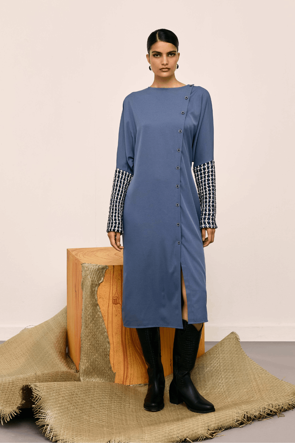 Echo Blue Slate Weave Dress