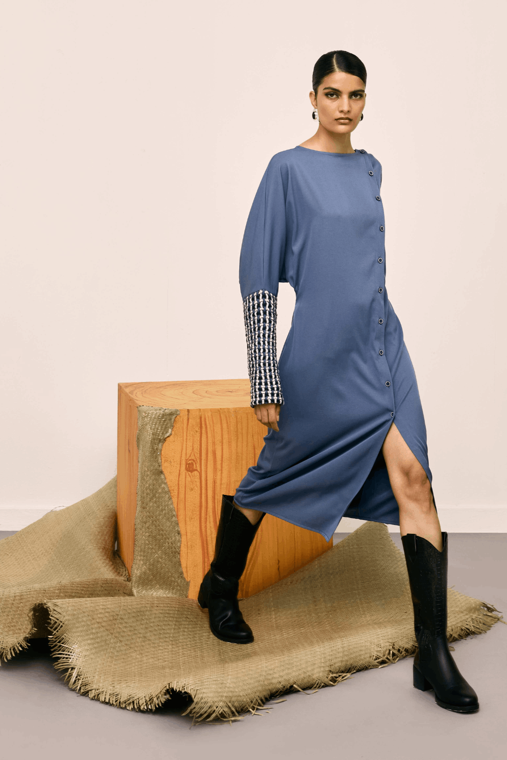 Echo Blue Slate Weave Dress