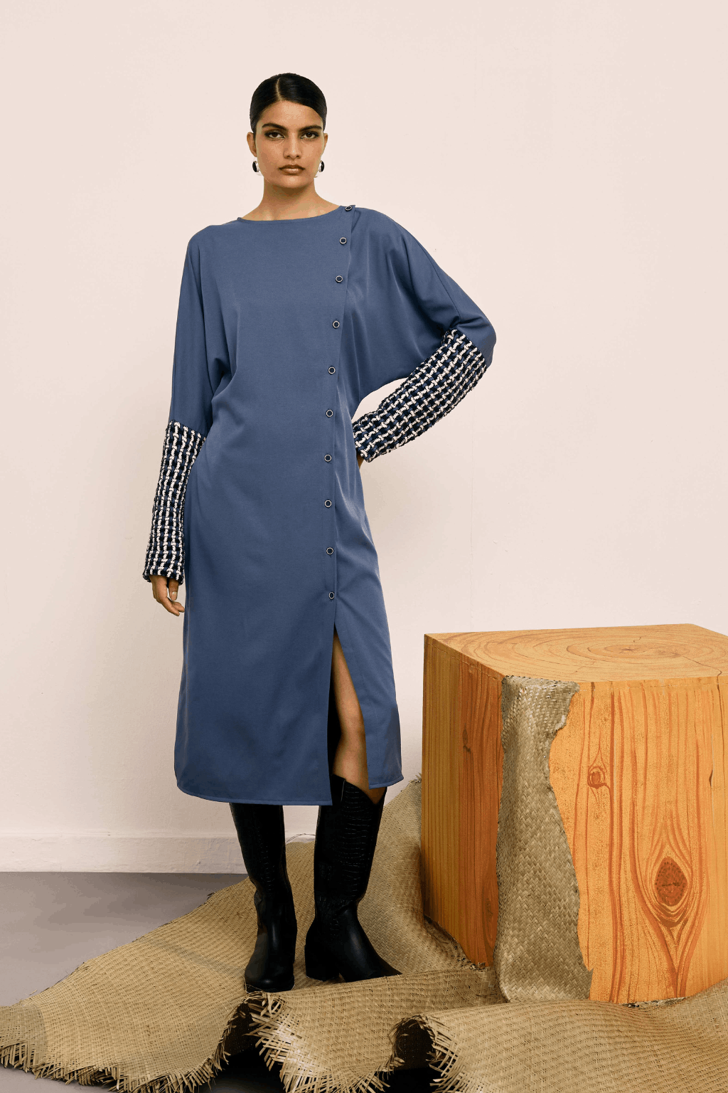 Echo Blue Slate Weave Dress