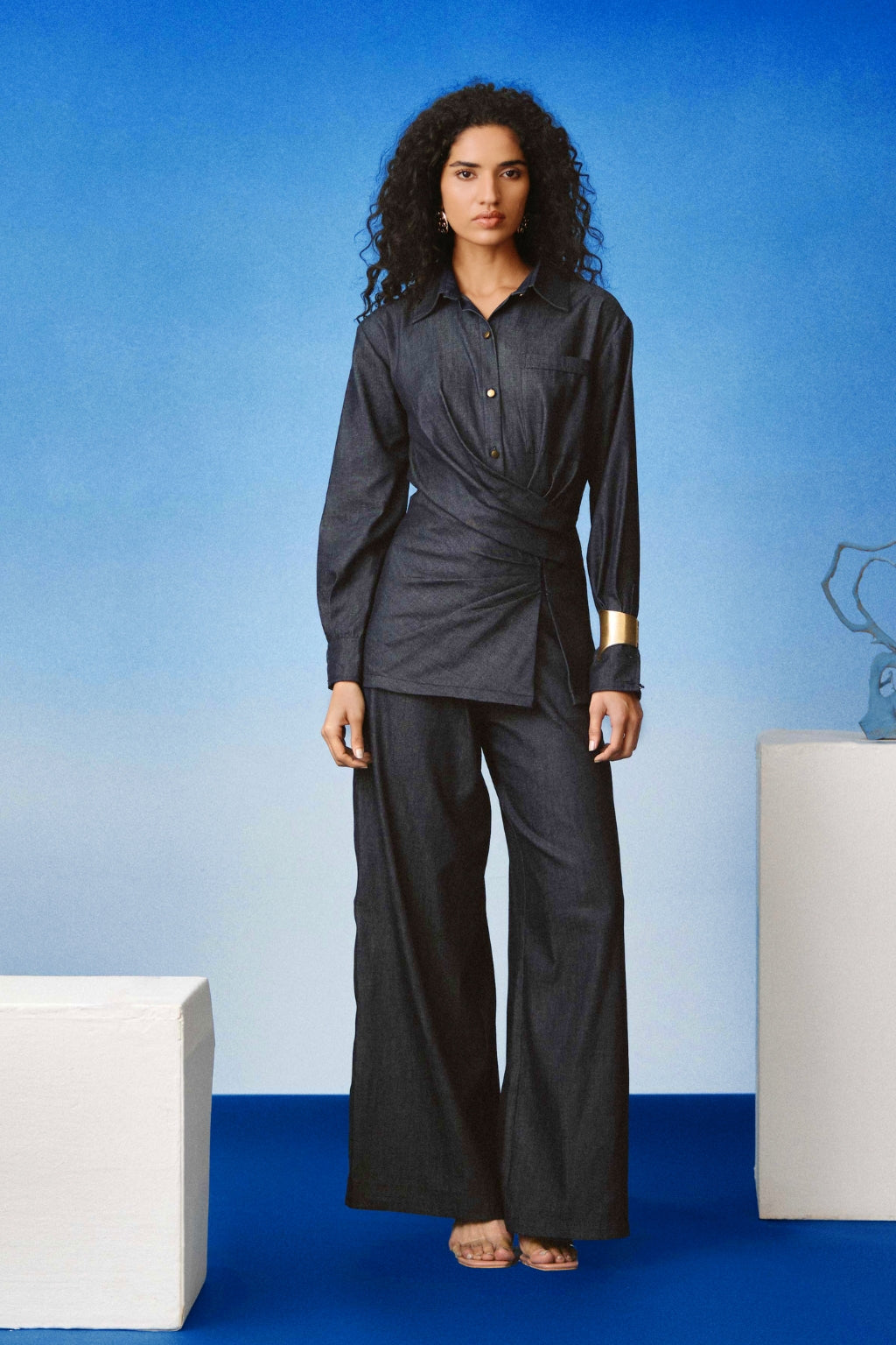 Echo Draped Denim Set