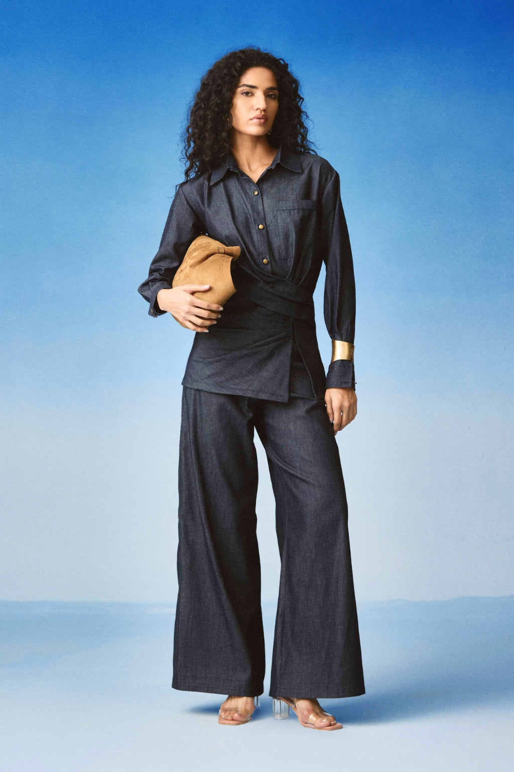 Echo Draped Denim Set