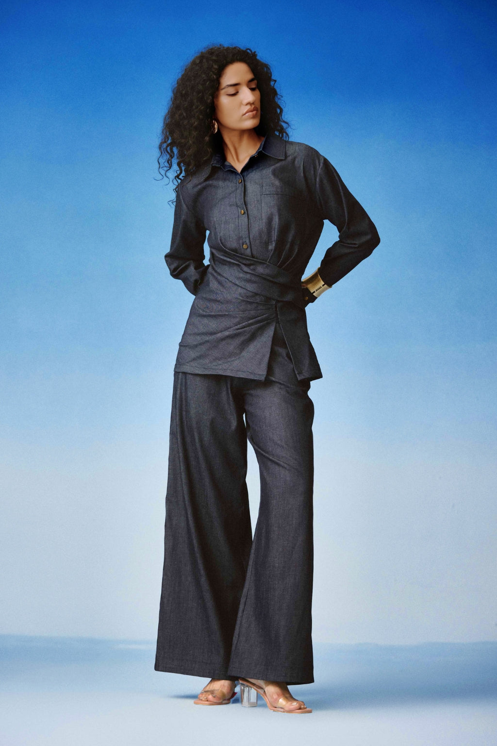 Echo Draped Denim Set