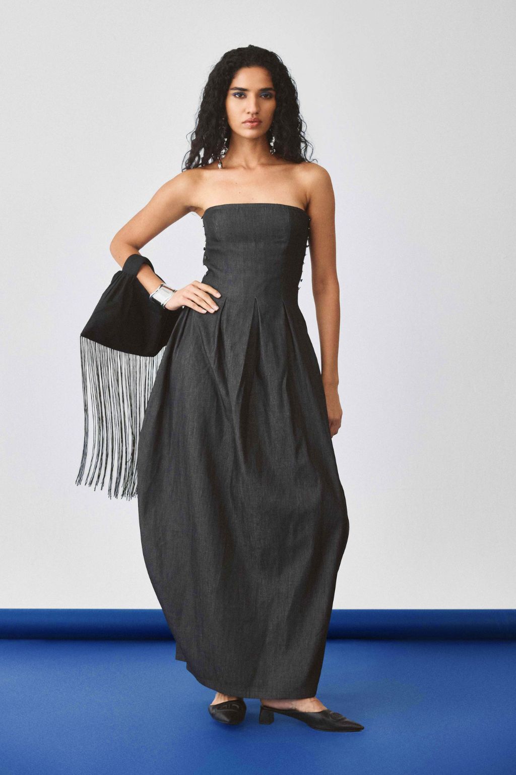 Echo Flared Ballon Denim Dress