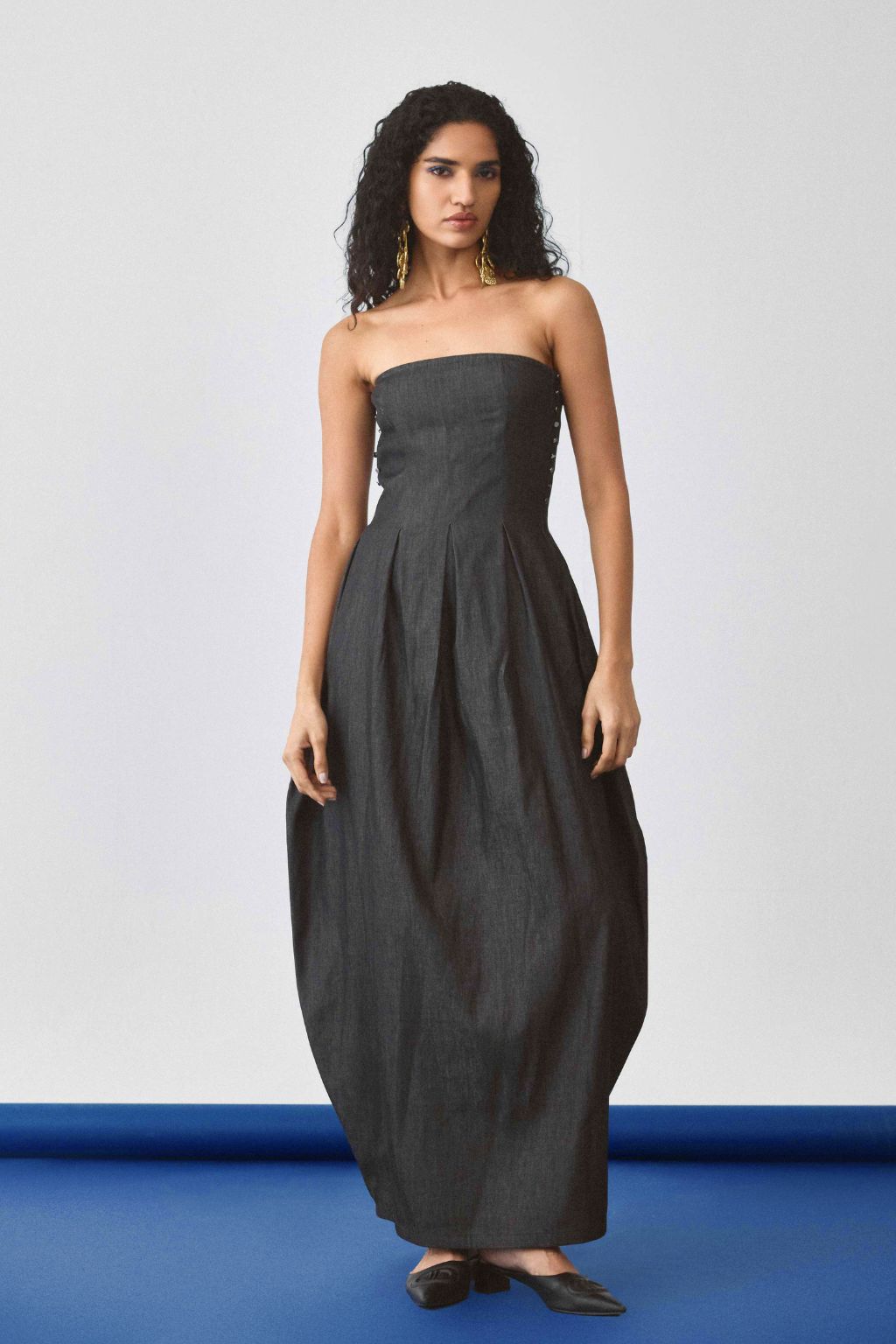 Echo Flared Ballon Denim Dress