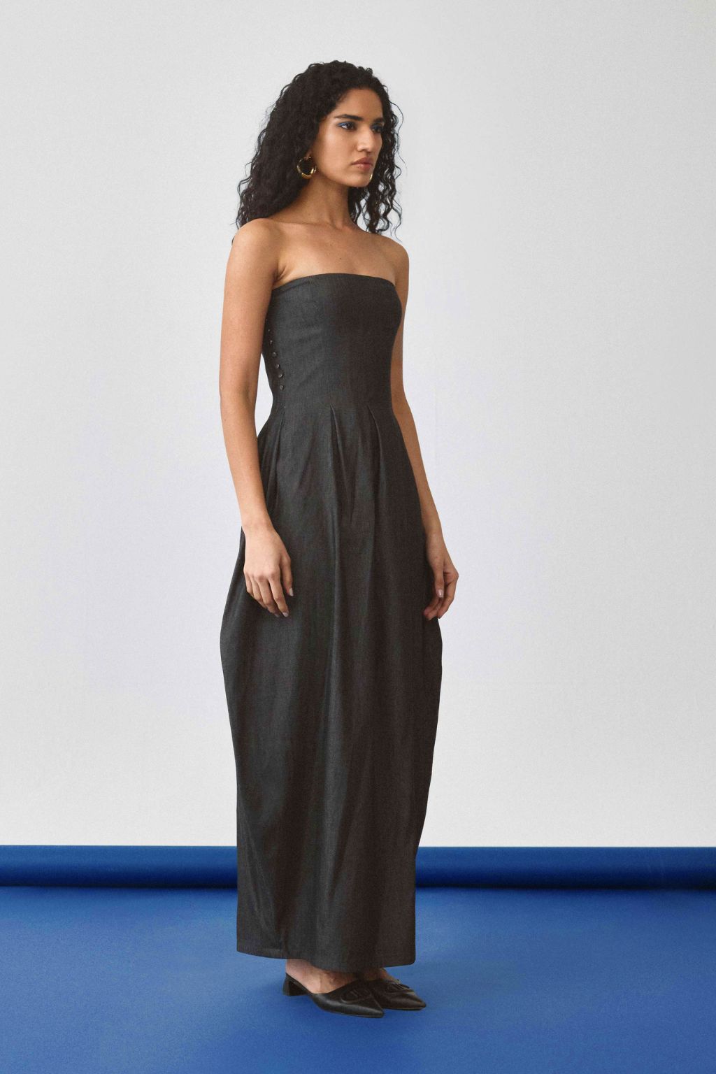 Echo Flared Ballon Denim Dress