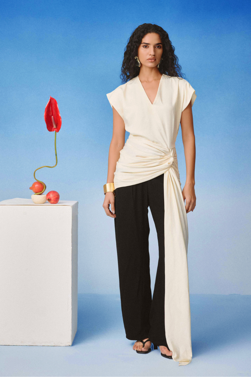 Echo Ivory Drape Top