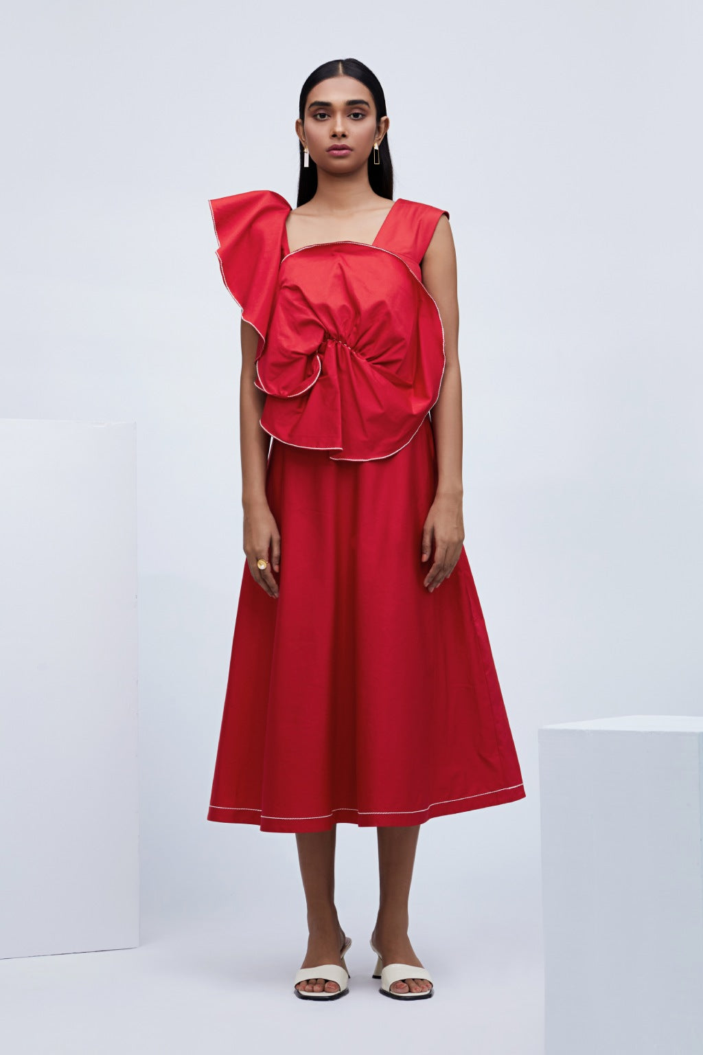 Echo Red Cotton Mesa Dress