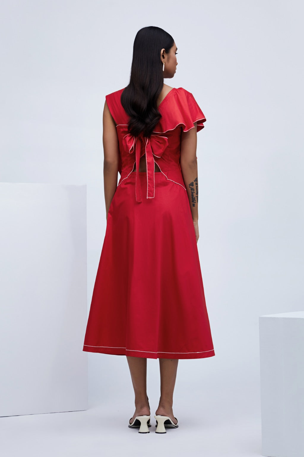 Echo Red Cotton Mesa Dress