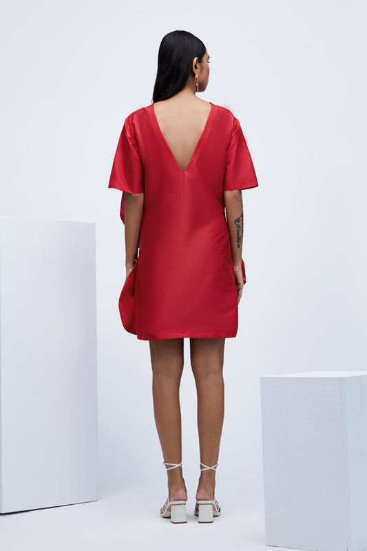 Echo Red Eroded Taffeta Dress
