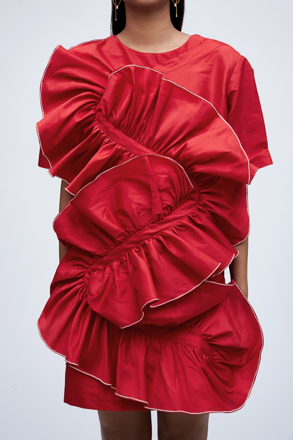 Echo Red Eroded Taffeta Dress