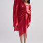 Echo Red Peony Draped Dress
