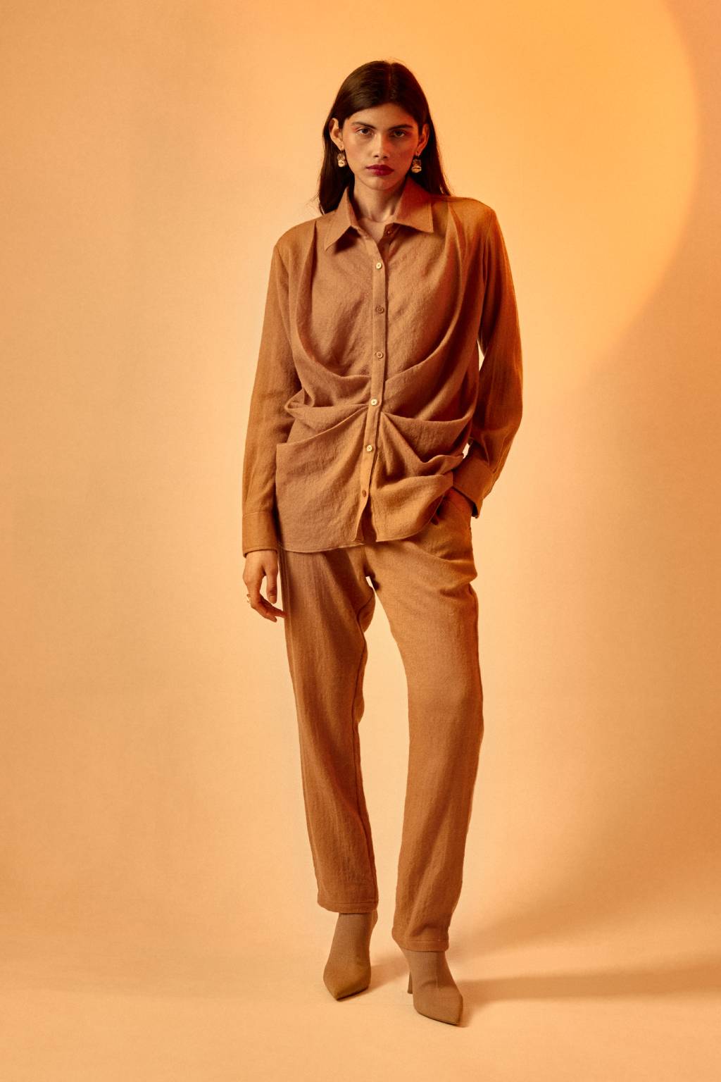 Echo Woolen Cocoa Top + Pant Set