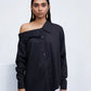 Black Cotton Broken Rock Shirt