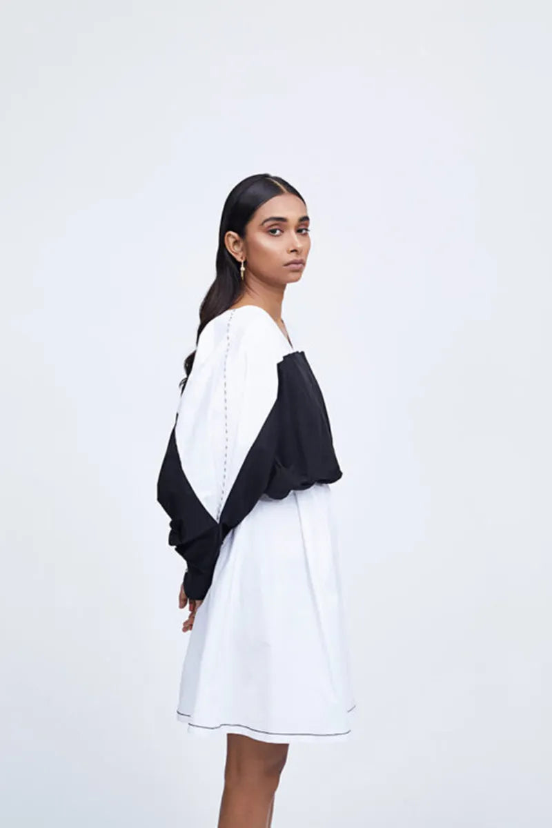 Black & White Cotton Landscape Dress