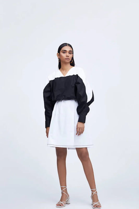 Black & White Cotton Landscape Dress