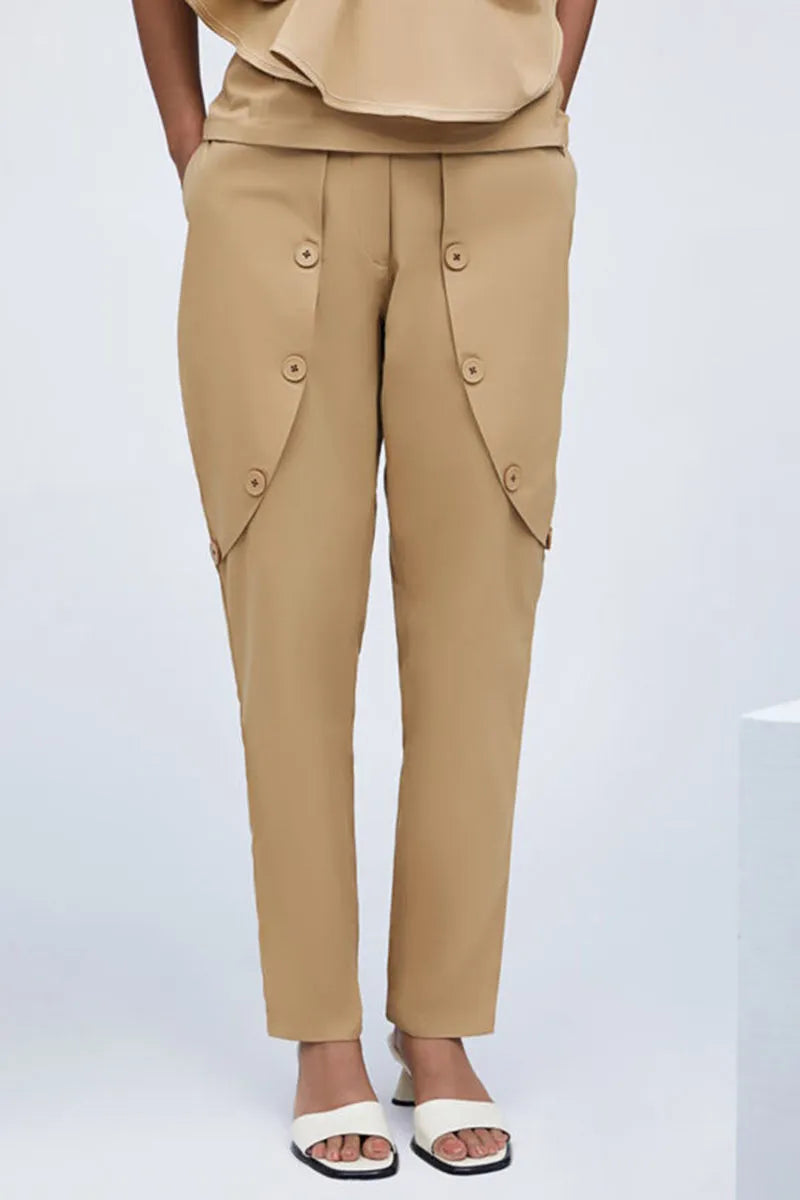 Echo Beige Cotton Etched Pants