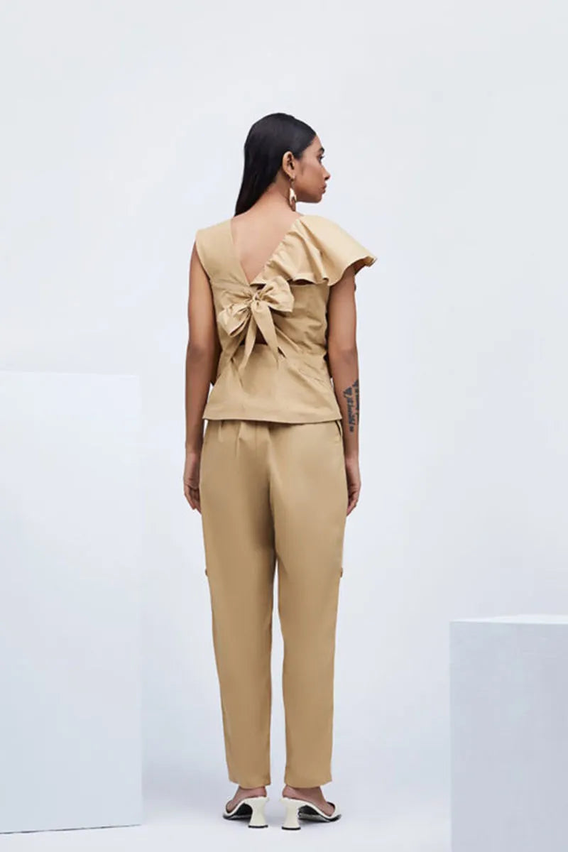 Echo Beige Cotton Etched Pants