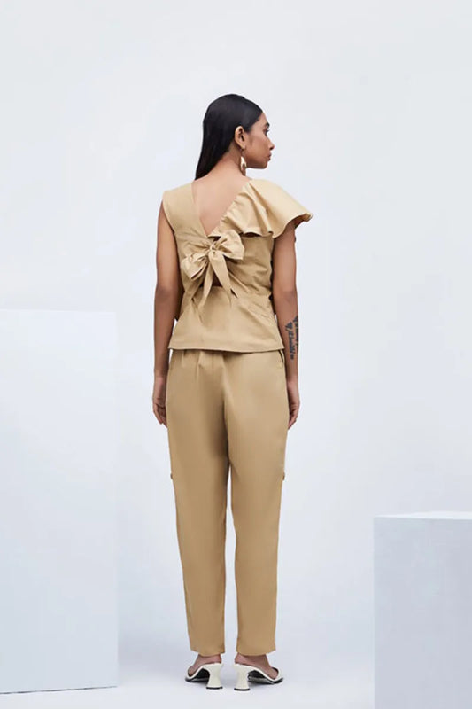 Echo Beige Cotton Etched Pants