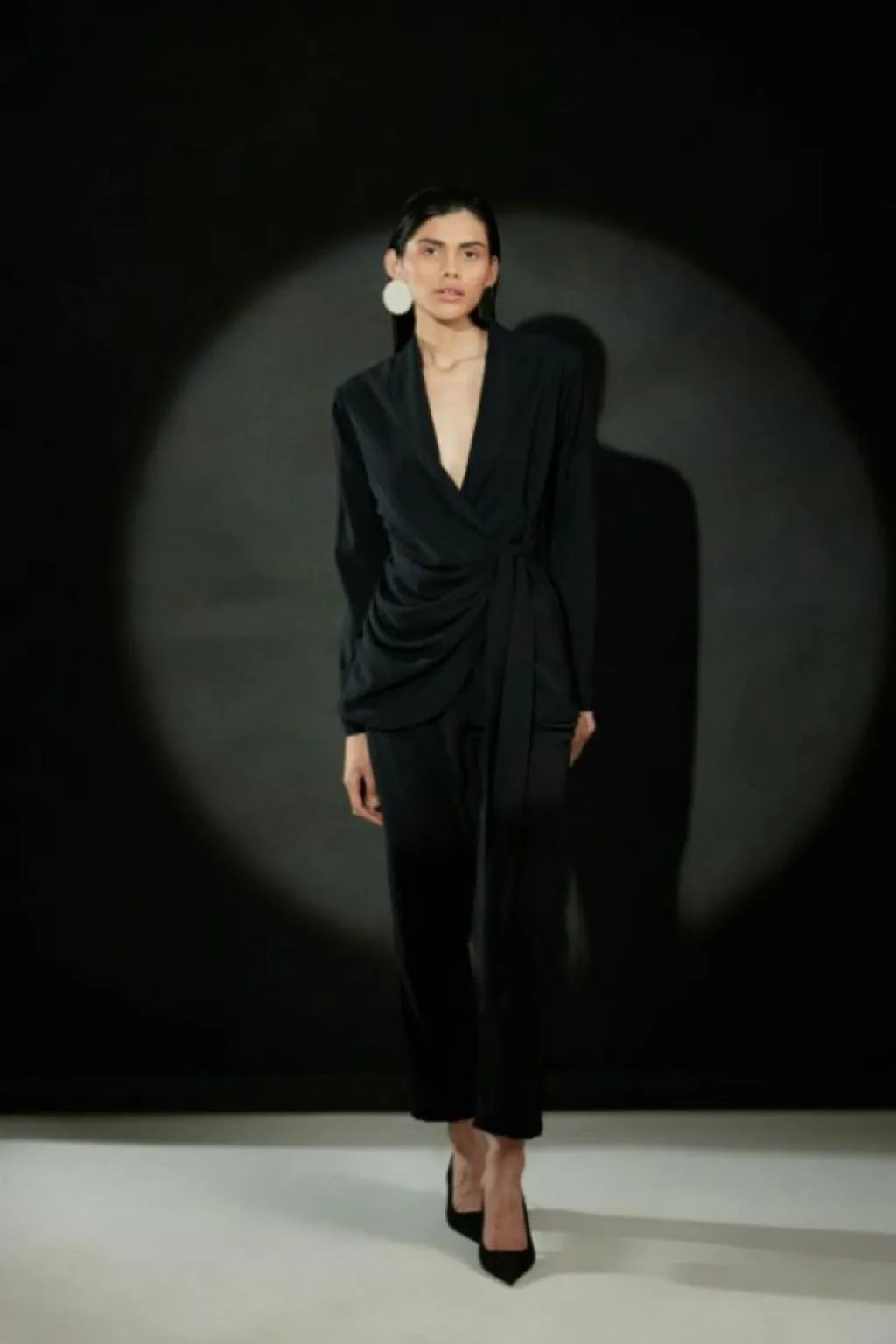 Echo Black Cowl Blazer + Pant Set