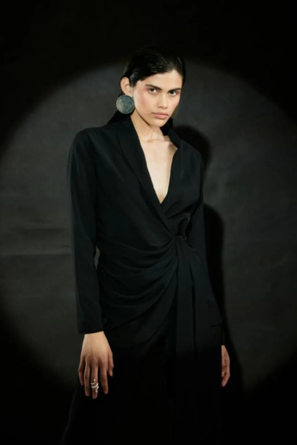 Echo Black Cowl Blazer + Pant Set