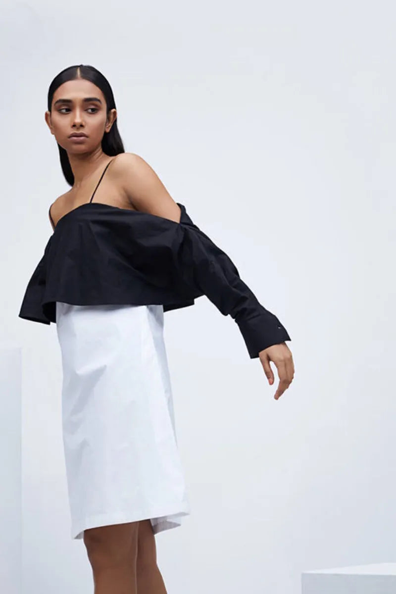 Echo Black & White Cotton Stratum Dress