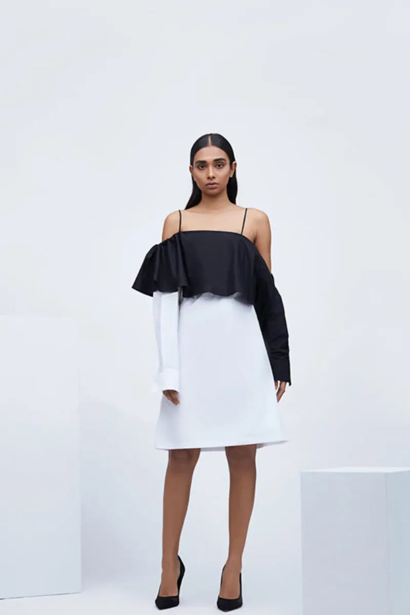 Echo Black & White Cotton Stratum Dress