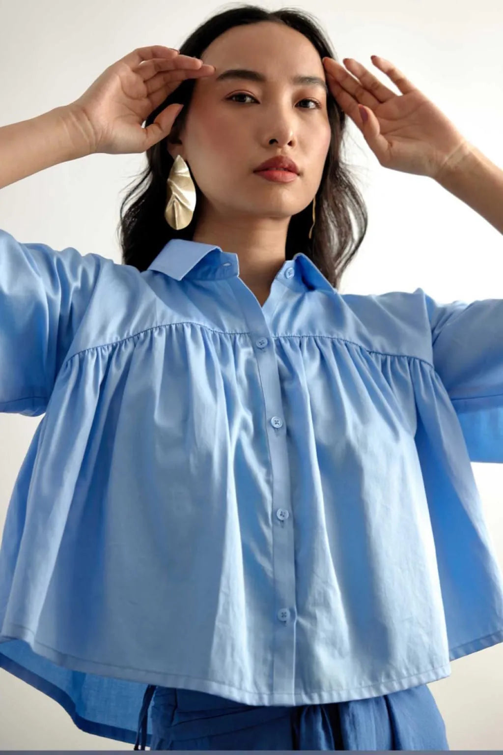 Echo Blue Cropped Shirt