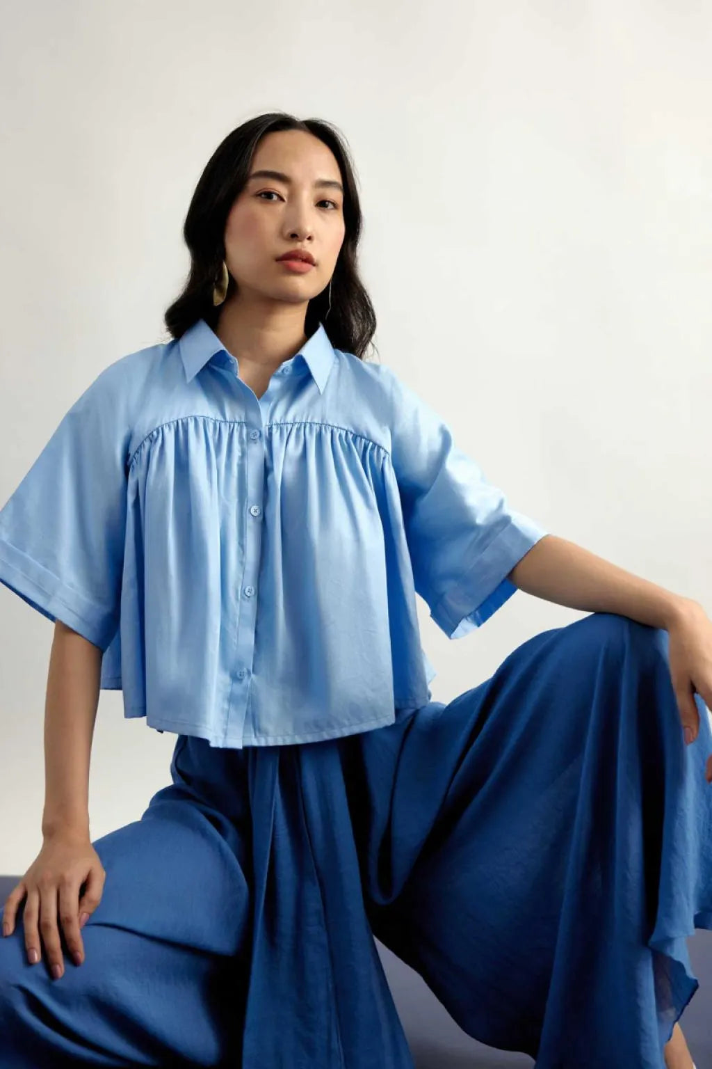 Echo Blue Cropped Shirt