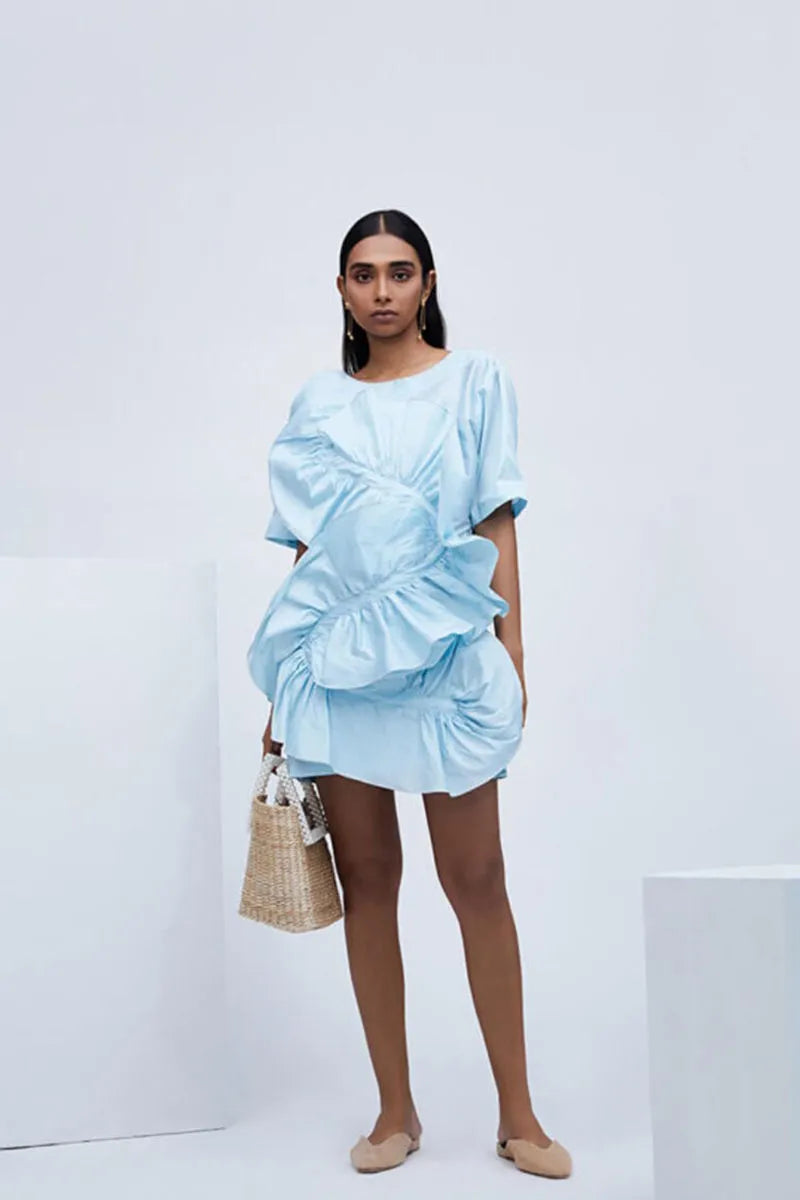 Echo Blue Eroded Taffeta dress