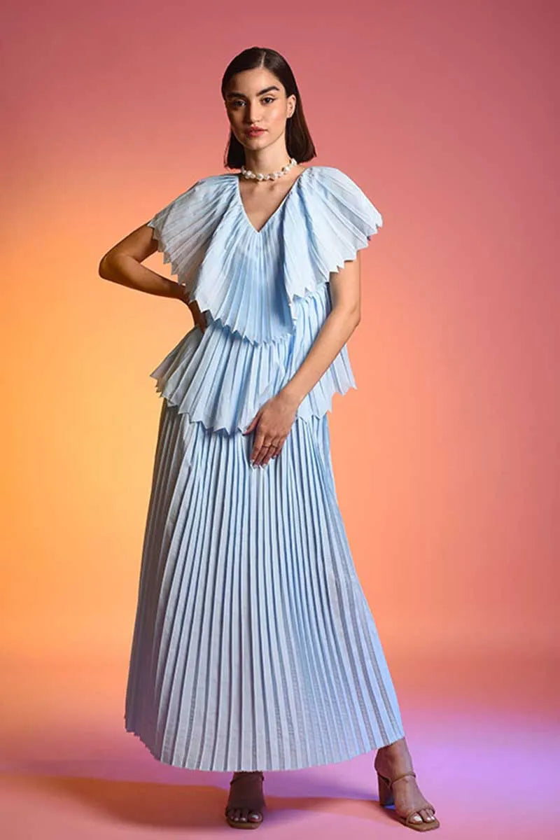 Echo Blue Pleated Dress