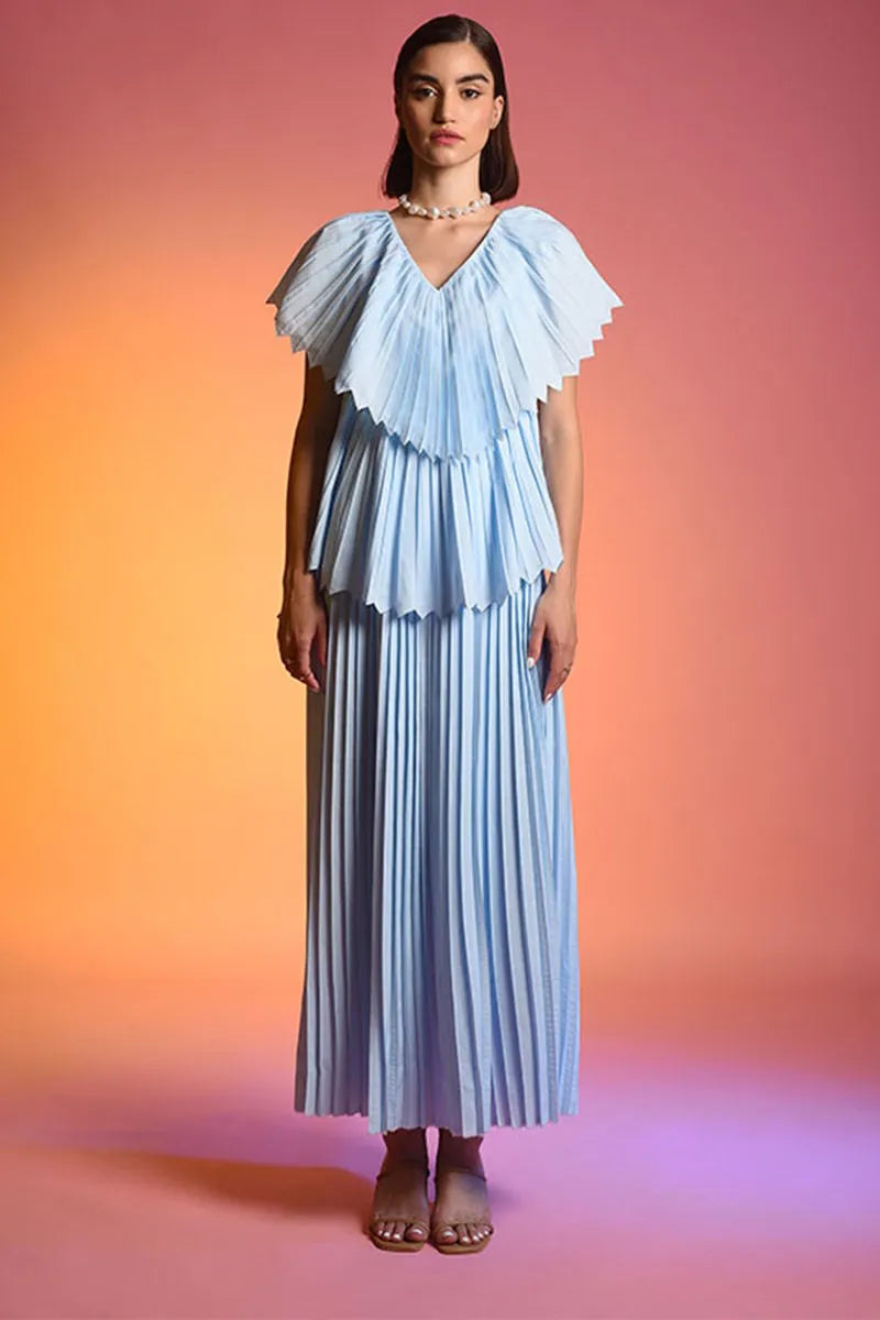 Echo Blue Pleated Dress