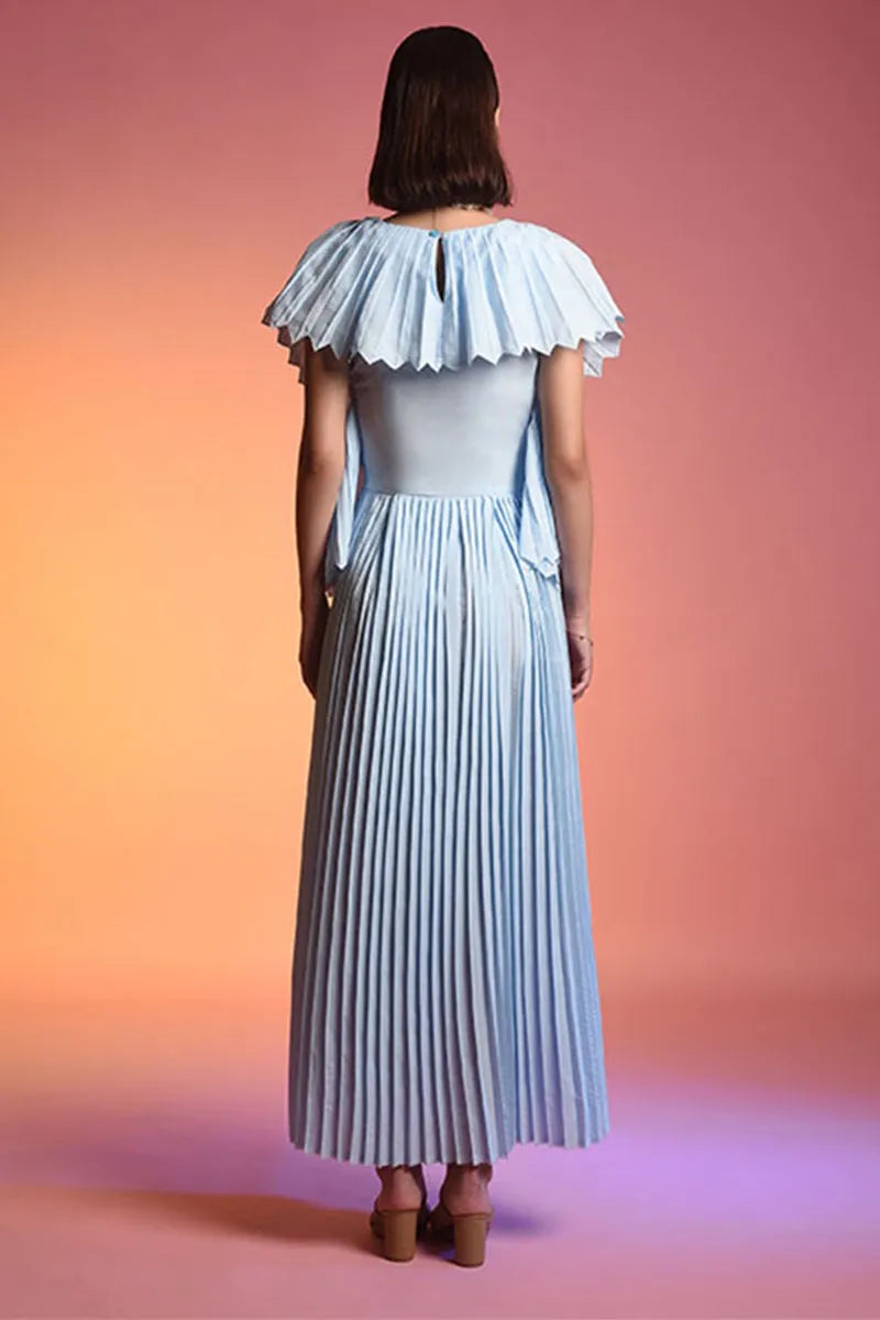 Echo Blue Pleated Dress