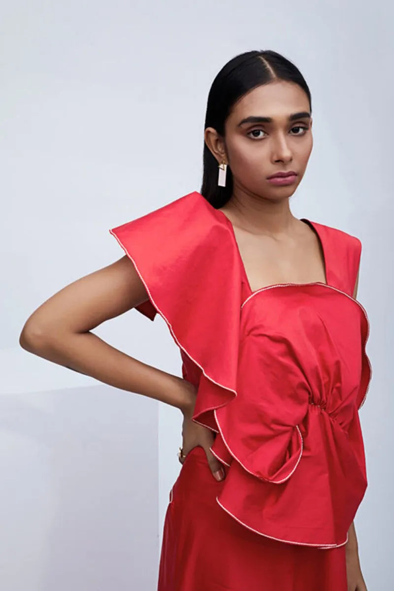 Echo Red Cotton Mesa Dress