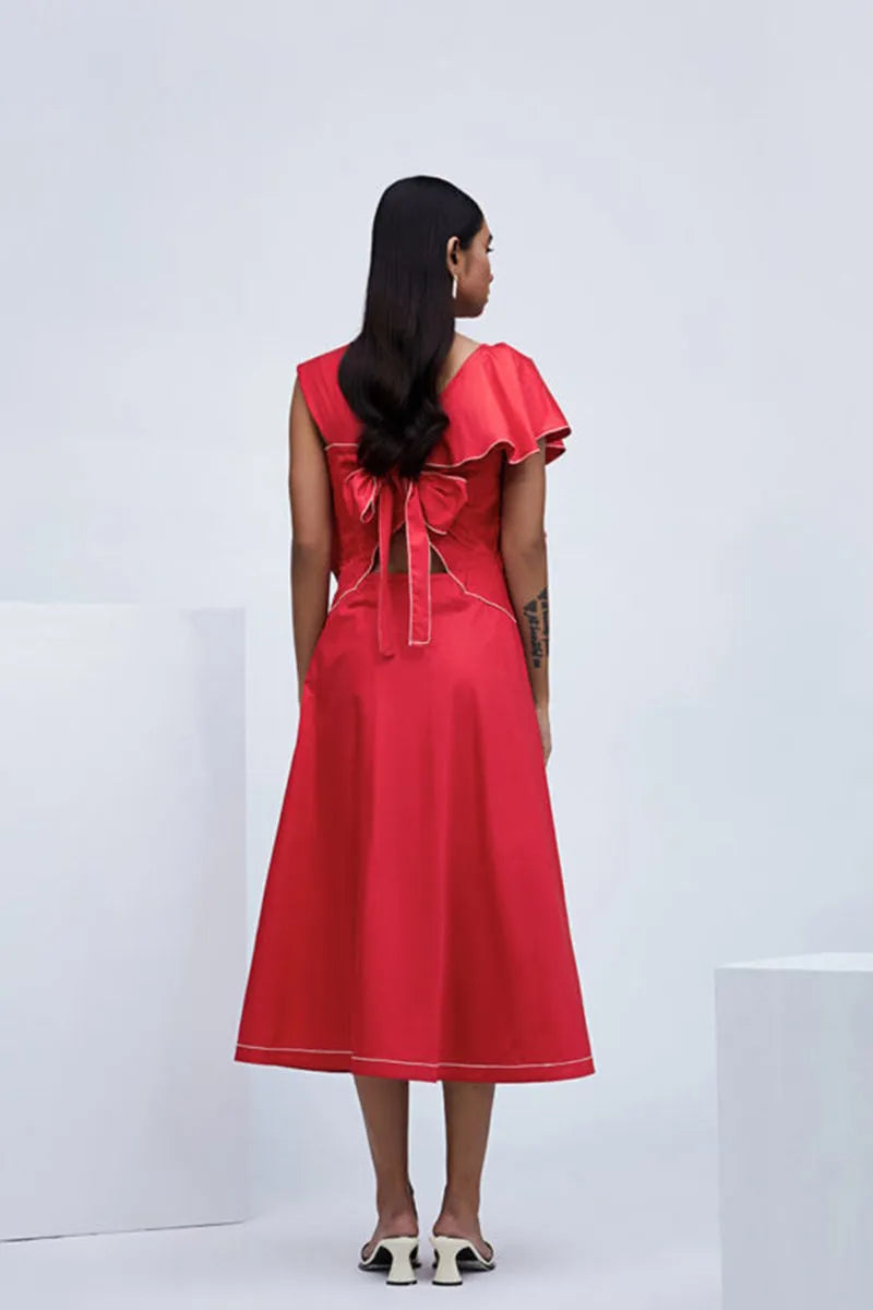 Echo Red Cotton Mesa Dress