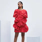 Echo Red Eroded Taffeta Dress