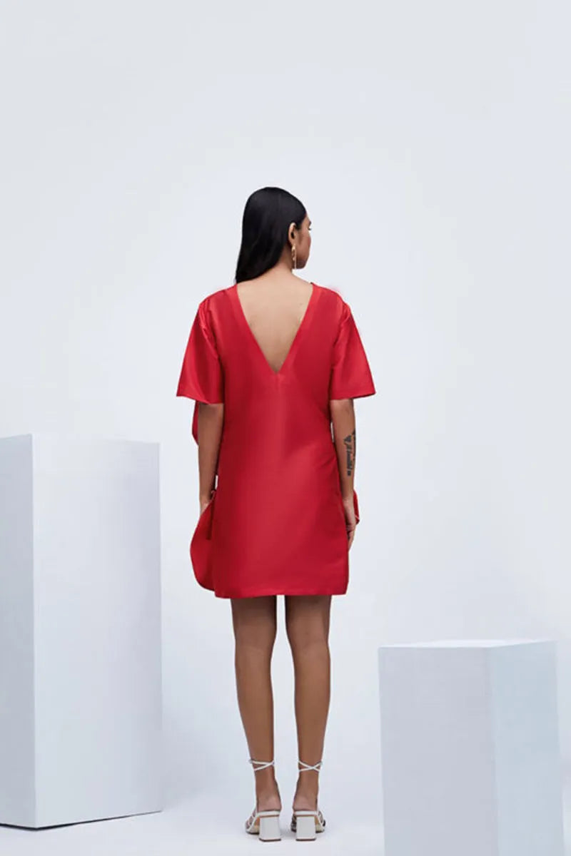 Echo Red Eroded Taffeta Dress