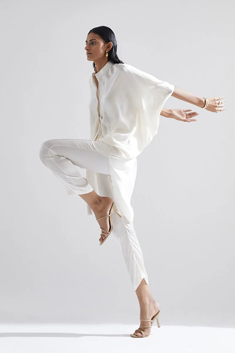Echo White Silk Pants