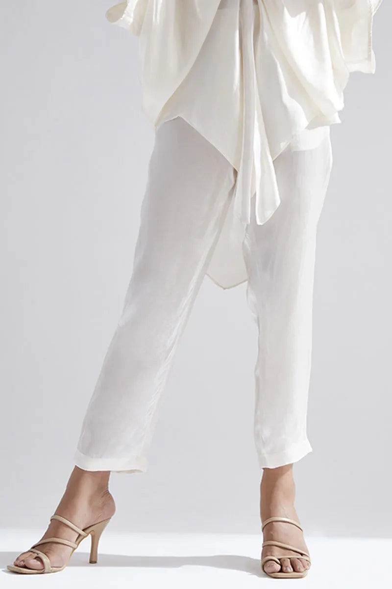 Echo White Silk Pants