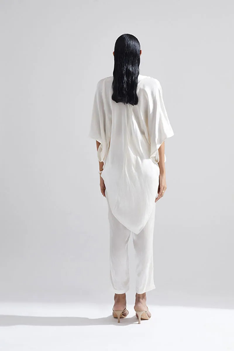 Echo White Silk Pants