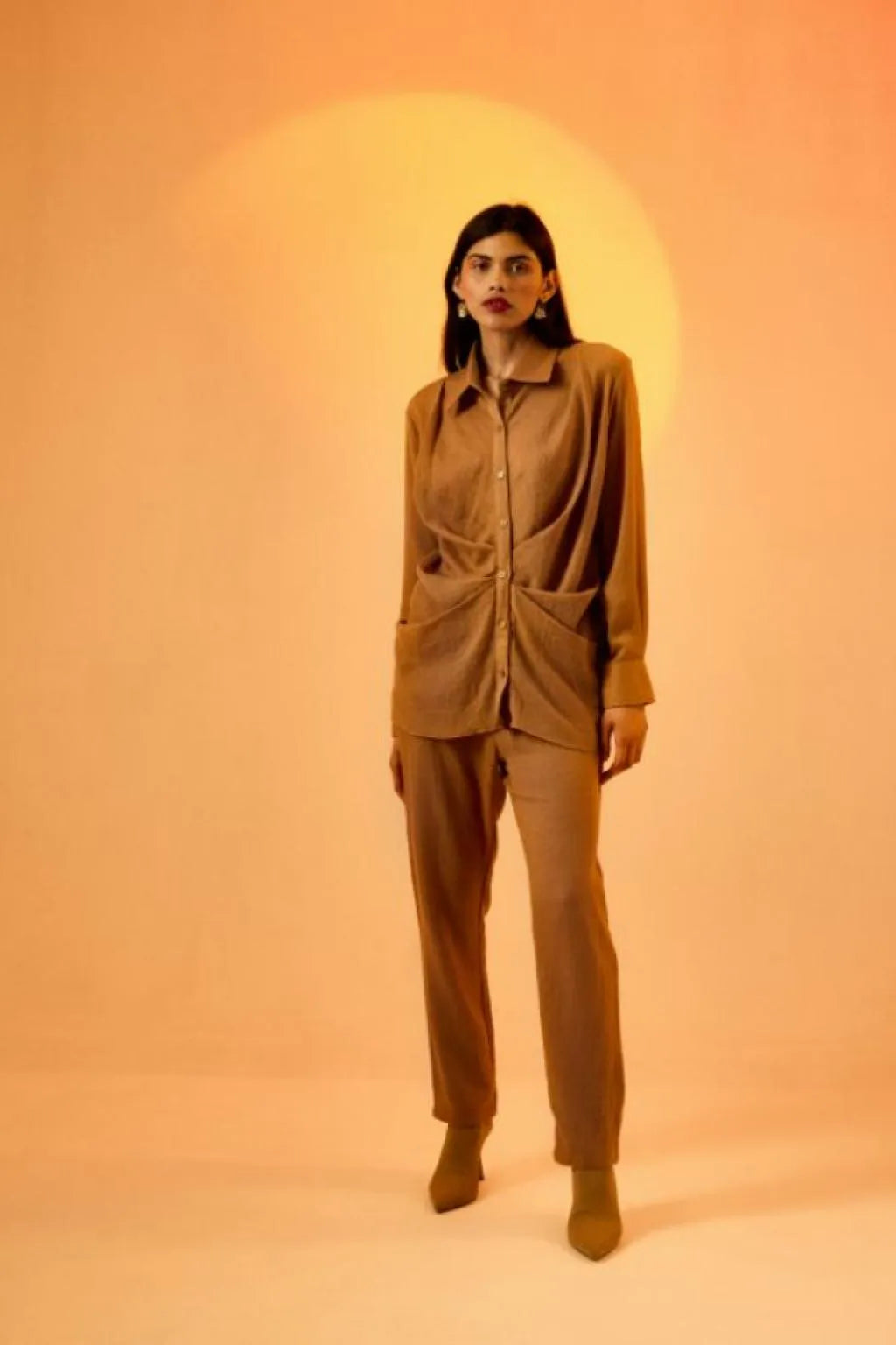 Echo Woolen Cocoa Top + Pant Set